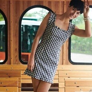 BOGO! J. Crew Ruffle Gingham Stretch Cotton Mini Dress Navy Size 4